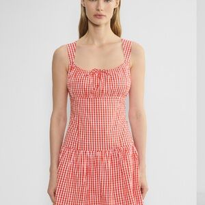 Aritzia Red Gingham Strapless Dress